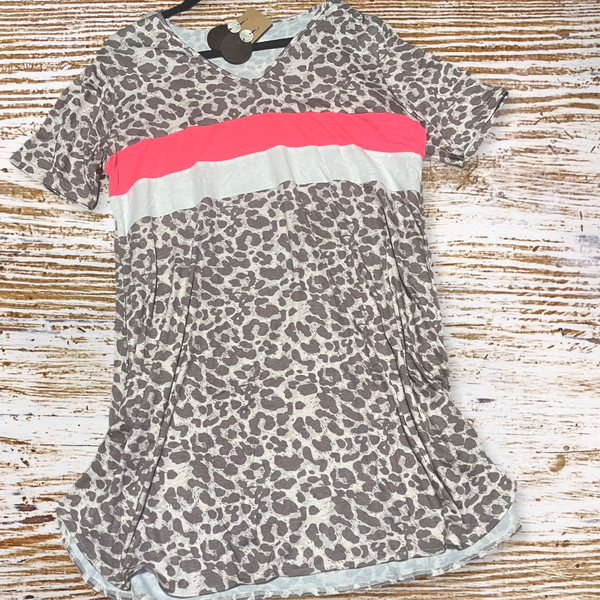 Leopard pink stripe dress
