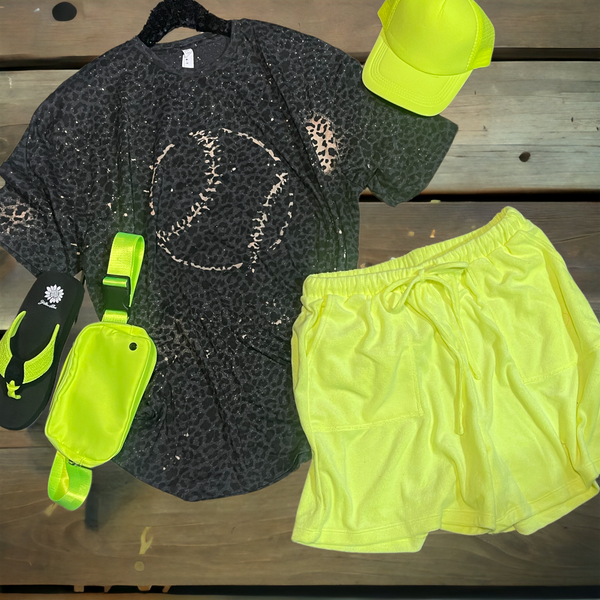 Neon lime  terry shorts