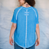 Sky Blue  washed crew neck top