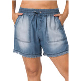 Medium Chambray denim drawstring shorts