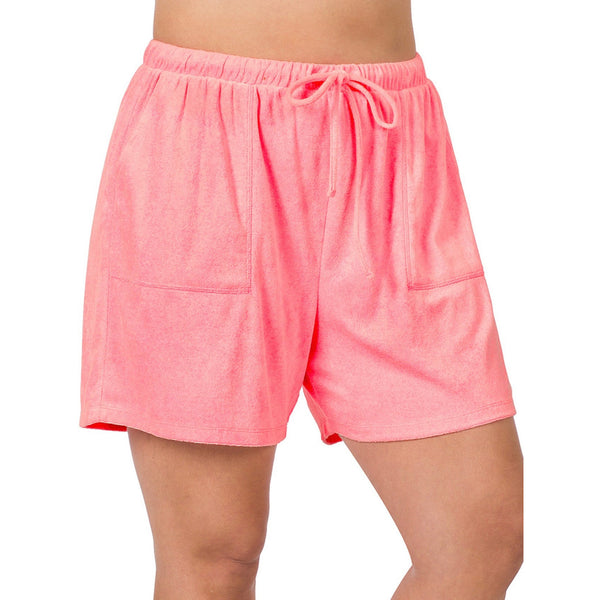 Bright pink terry shorts