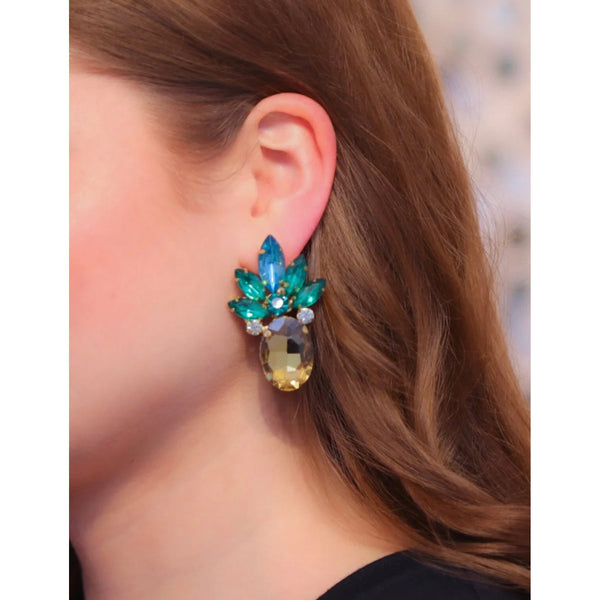 Pineapple rhinestone earring