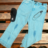 L&b Turquoise fringe jeans